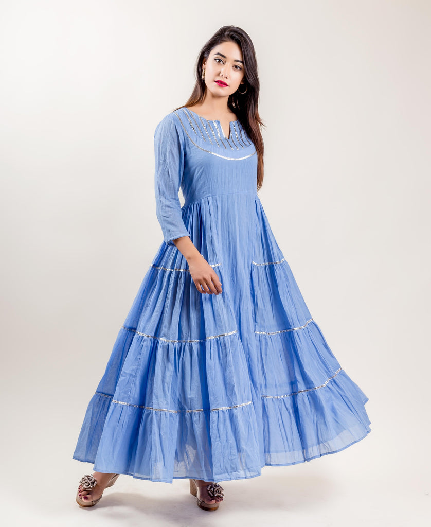 RF - Aqua Blue color Soft Net Gown Dress.